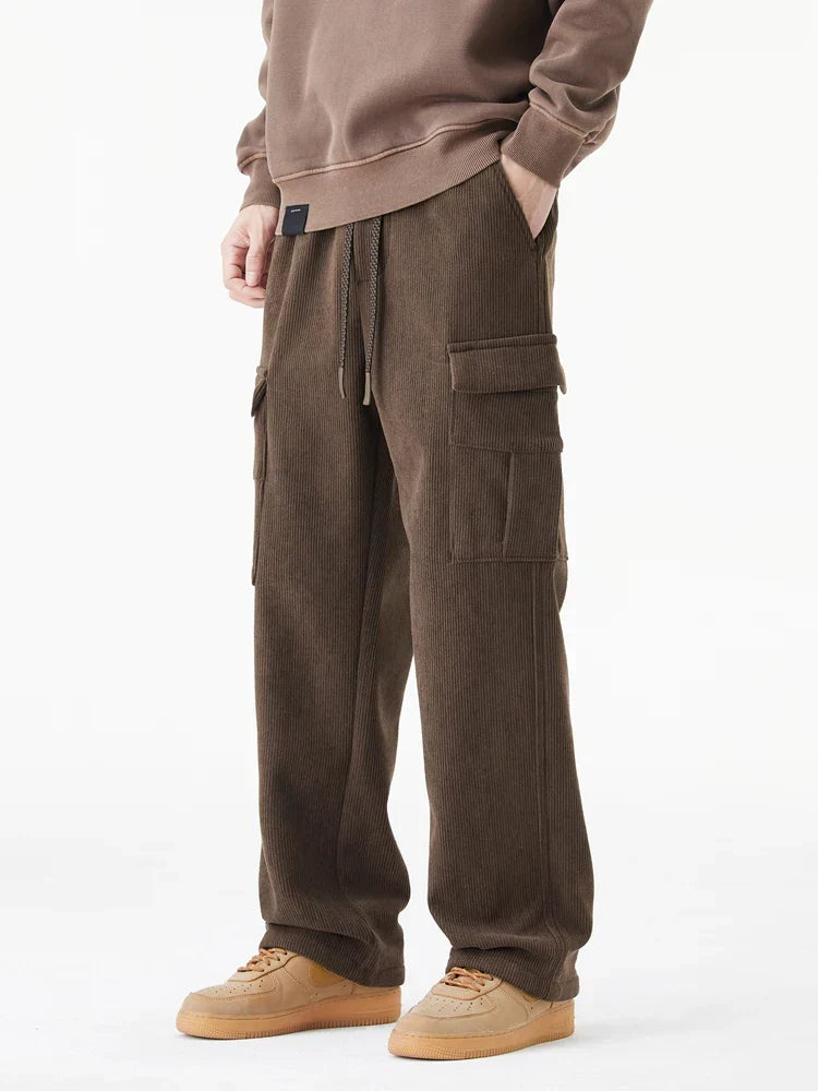 Cozy Corduroy Pants Men's Fleece Lined Straight Leg