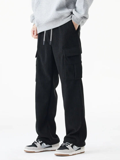 Cozy Corduroy Pants Men's Fleece Lined Straight Leg