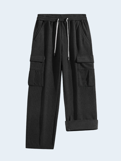 Cozy Corduroy Pants Men's Fleece Lined Straight Leg