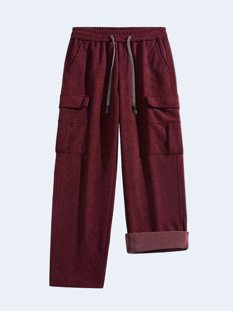 Cozy Corduroy Pants Men's Fleece Lined Straight Leg - OutfitLondon