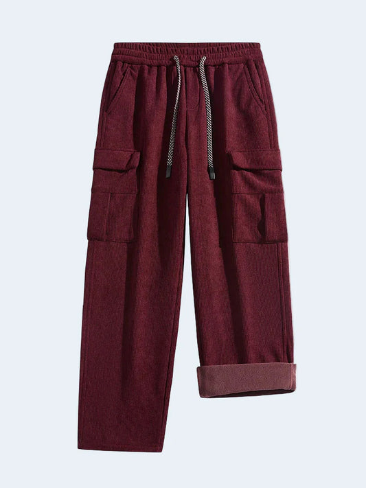 Cozy Corduroy Pants Men's Fleece Lined Straight Leg - OutfitLondon