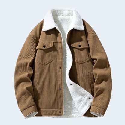 Warm Fleece Lined Corduroy Coat - OutfitLondon