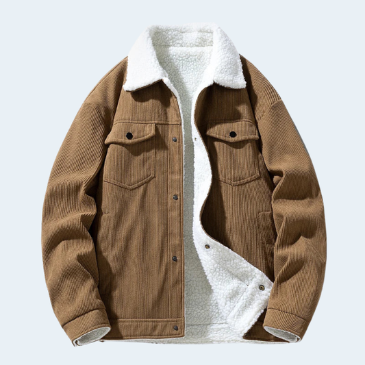 Warm Fleece Lined Corduroy Coat - OutfitLondon