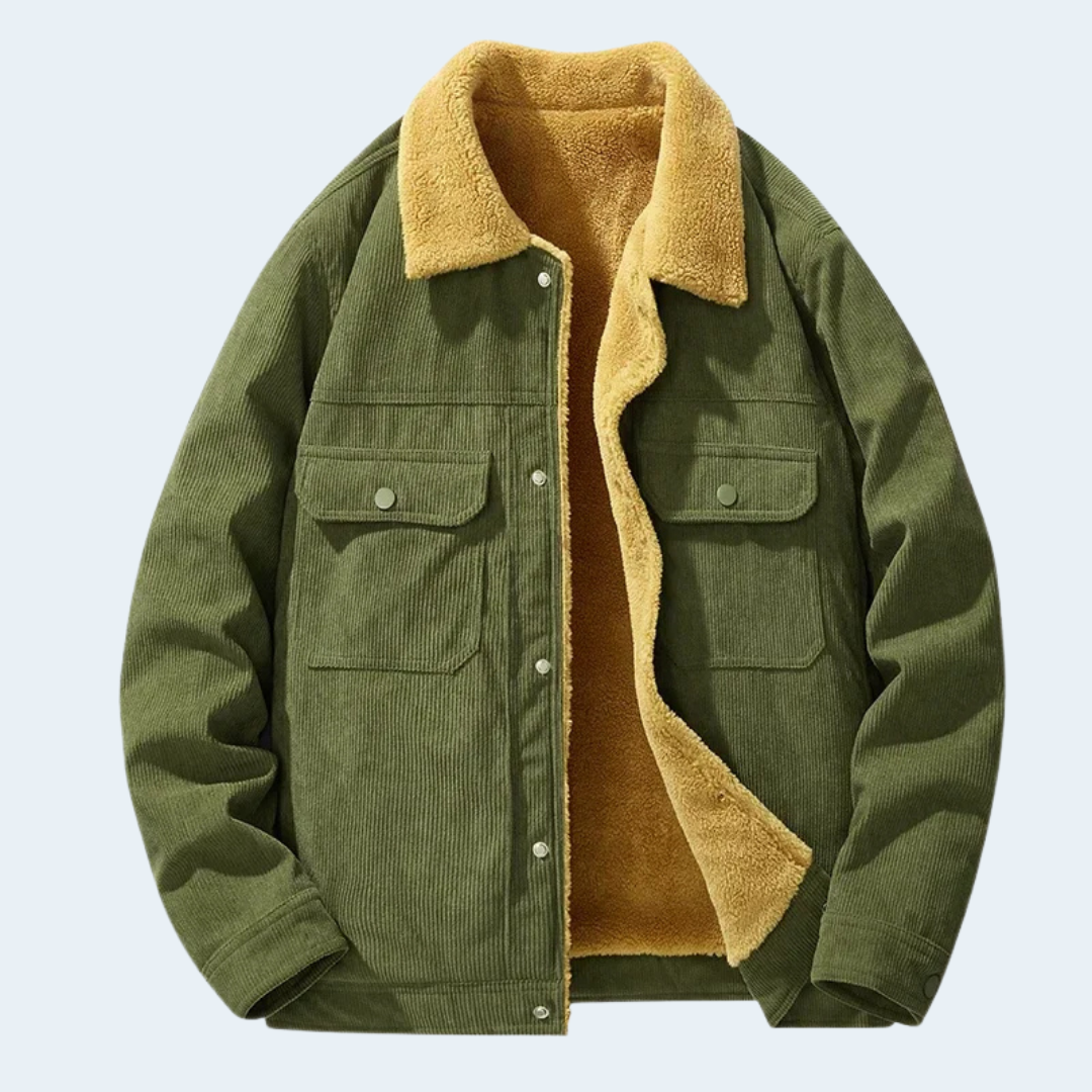 Rugged Mens Corduroy Jacket Warm Outdoor Coat