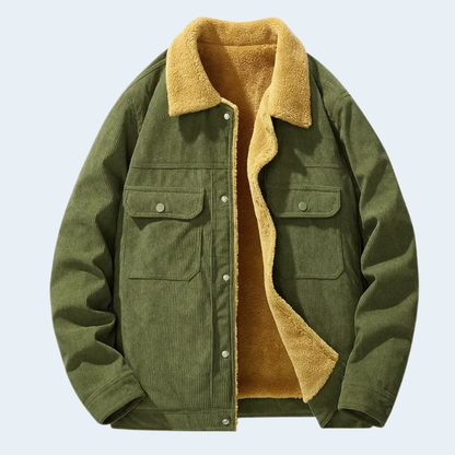 Rugged Mens Corduroy Jacket Warm Outdoor Coat