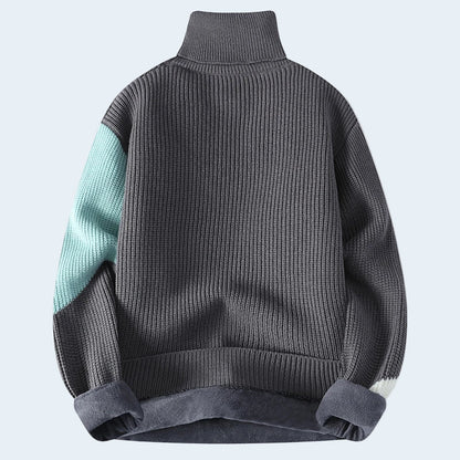 Warm Colour Block Crew Neck Sweaters for Men