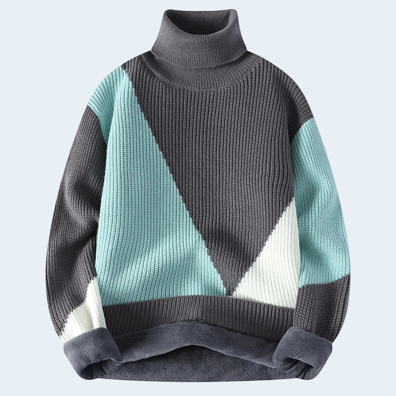 Warm Colour Block Crew Neck Sweaters for Men