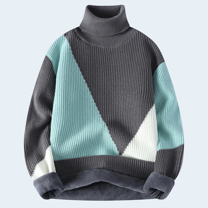 Warm Colour Block Crew Neck Sweaters for Men