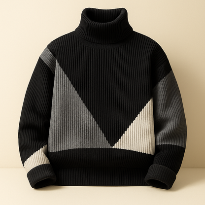 Warm Colour Block Crew Neck Sweaters for Men