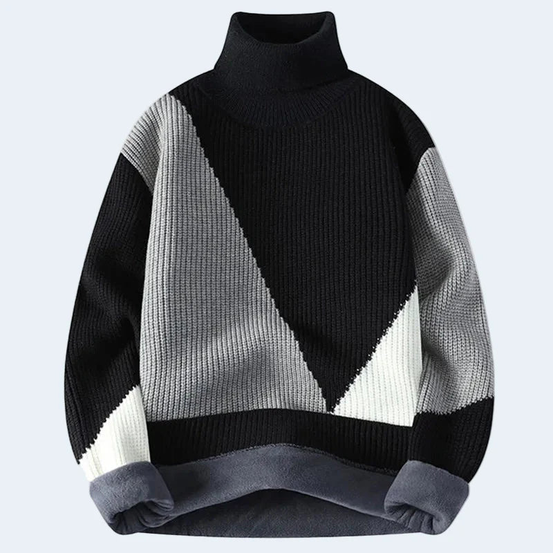 Warm Colour Block Crew Neck Sweaters for Men