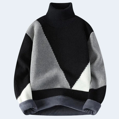 Warm Colour Block Crew Neck Sweaters for Men