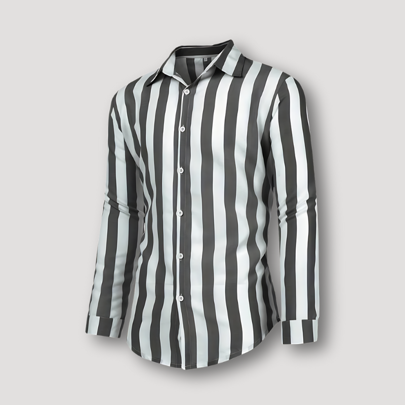 Narrow Cut Classic Stripe Button Down Shirt