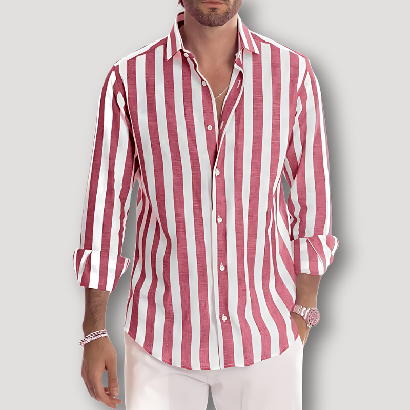 Narrow Cut Classic Stripe Button Down Shirt - OutfitLondon