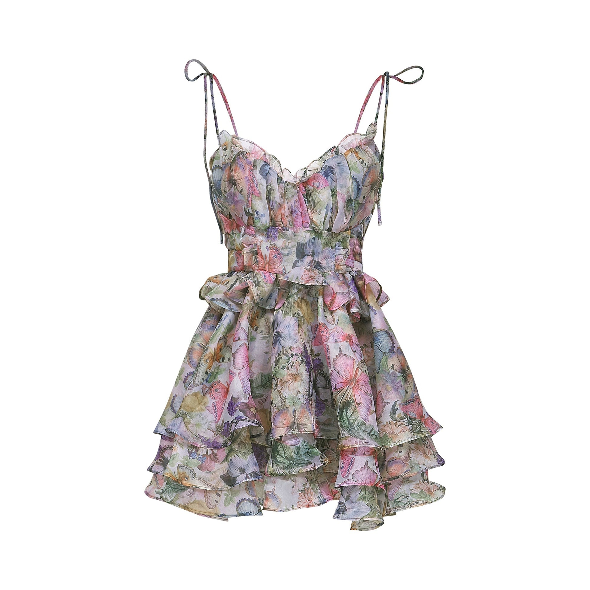 Meredith | Bustier Fit Floral Print Pleated Mini Summer Dress