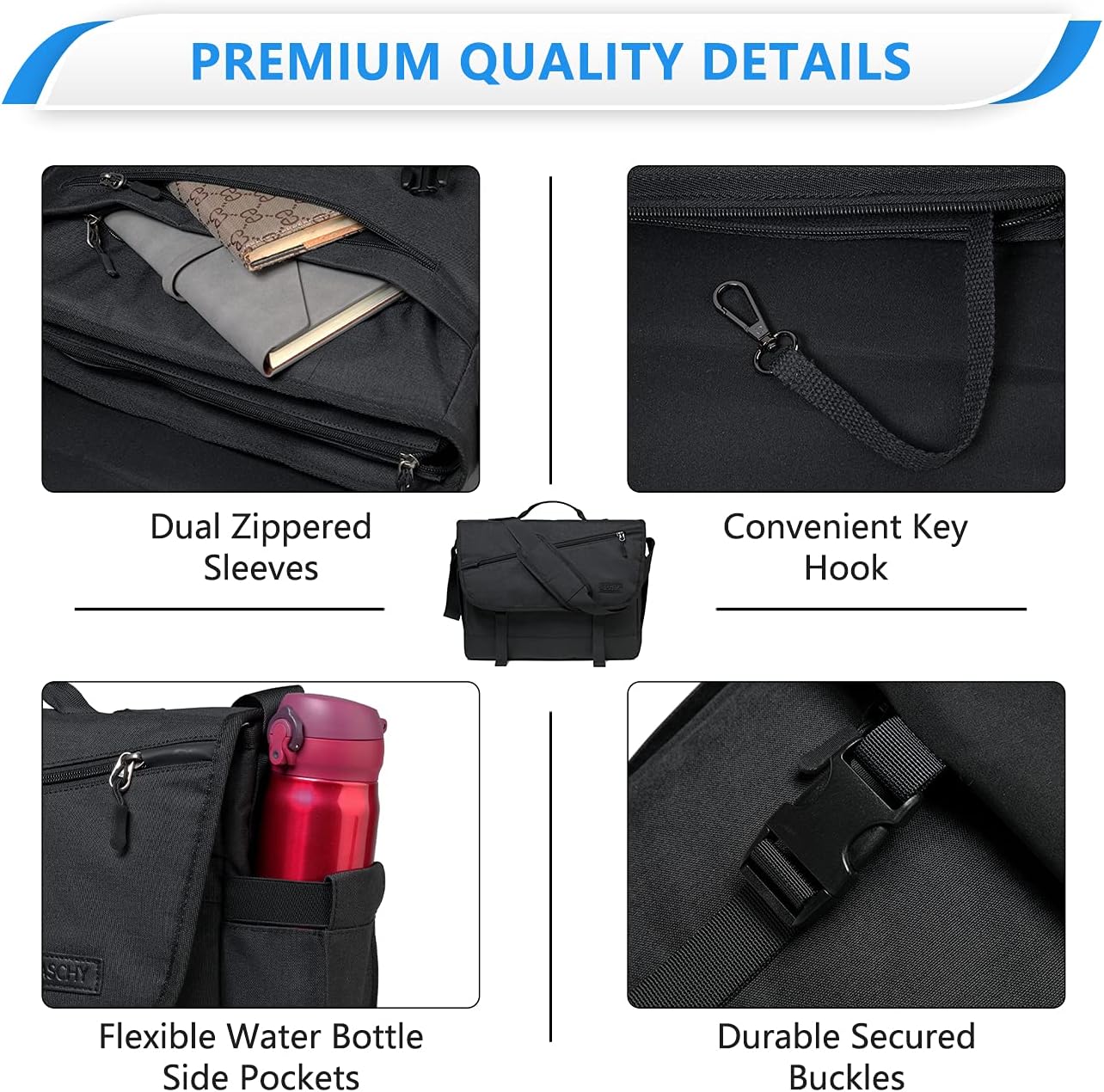 Durable Laptop Crossbody Bag with Adjustable Shoulder Strap