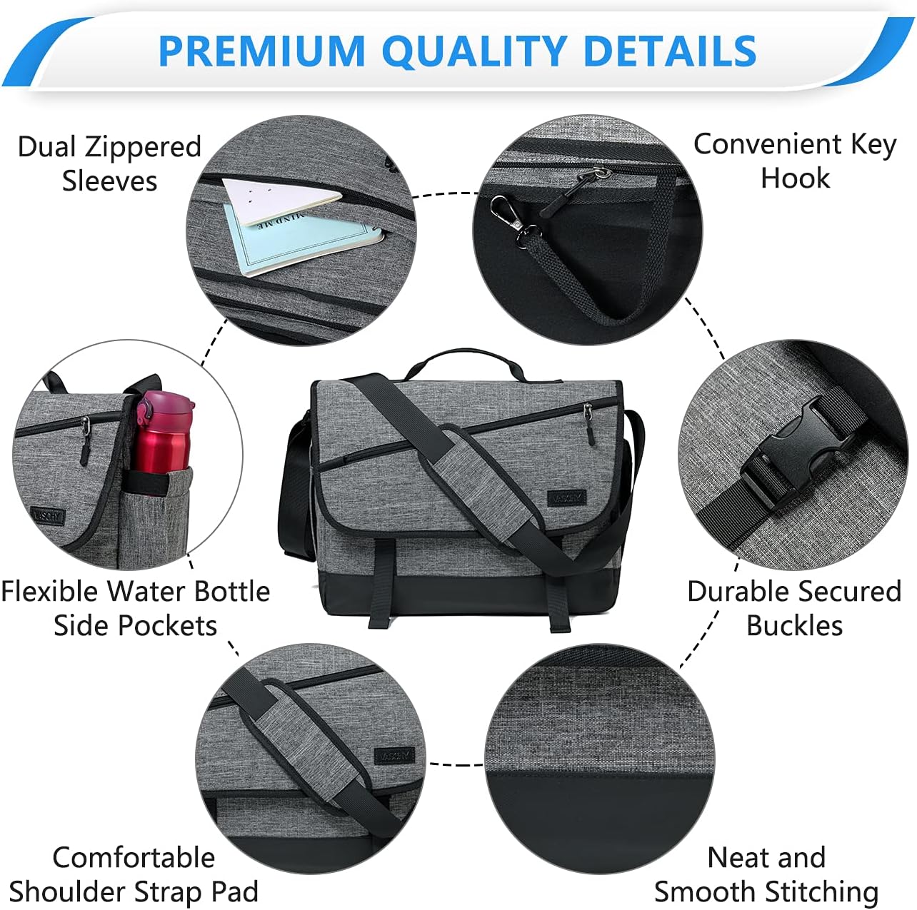 Durable Laptop Crossbody Bag with Adjustable Shoulder Strap