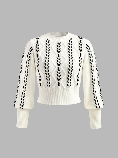 Fitted Women's Sweater with Contrast Trim - OutfitLondon