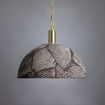 Rustic Clay Dome Pendant Light, 37cm