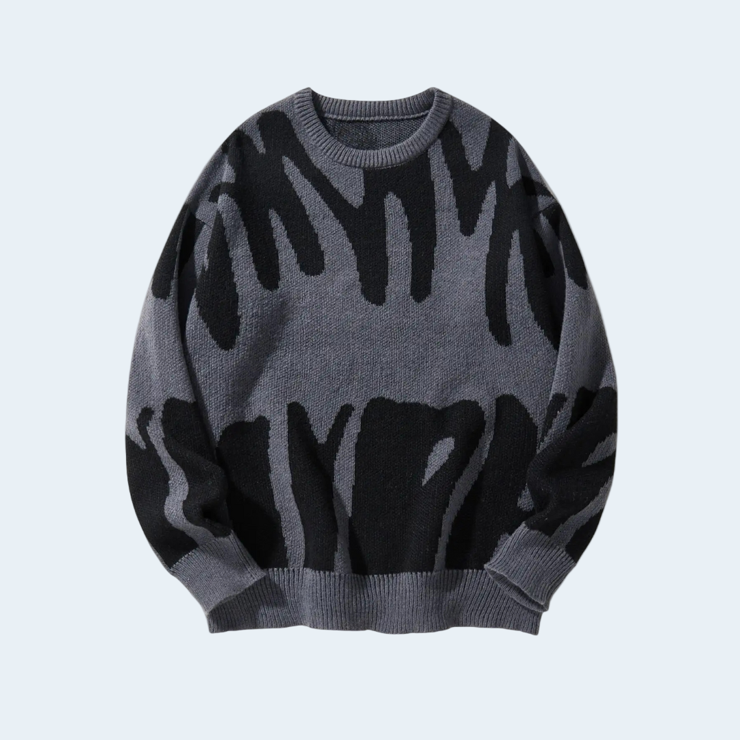 Trendy Geometric Knit Crew Sweater - OutfitLondon