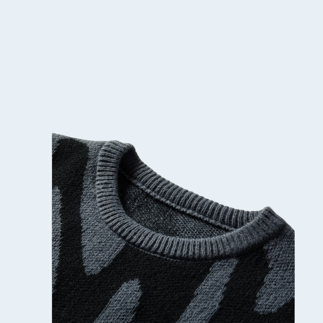 Trendy Geometric Knit Crew Sweater