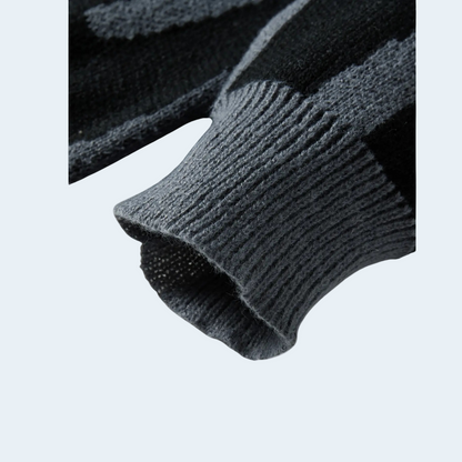 Trendy Geometric Knit Crew Sweater