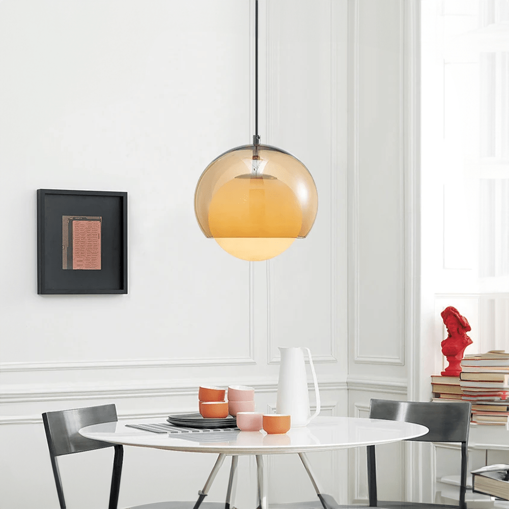 Delicate Glass Drop Light With Creamy Shade - OutfitLondon