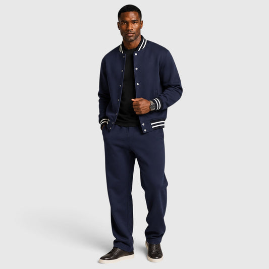 Men's Casual Two-Piece Bomber Jacket and Trousers Set