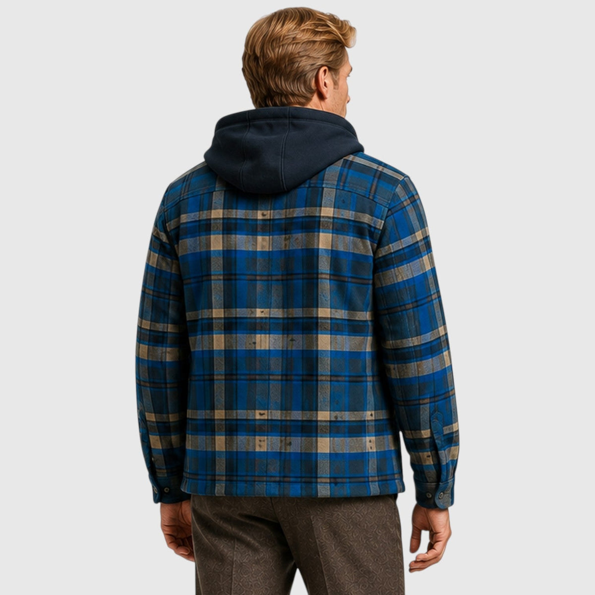 Men's Stylish Checked Hooded Quilted Padded Jacket