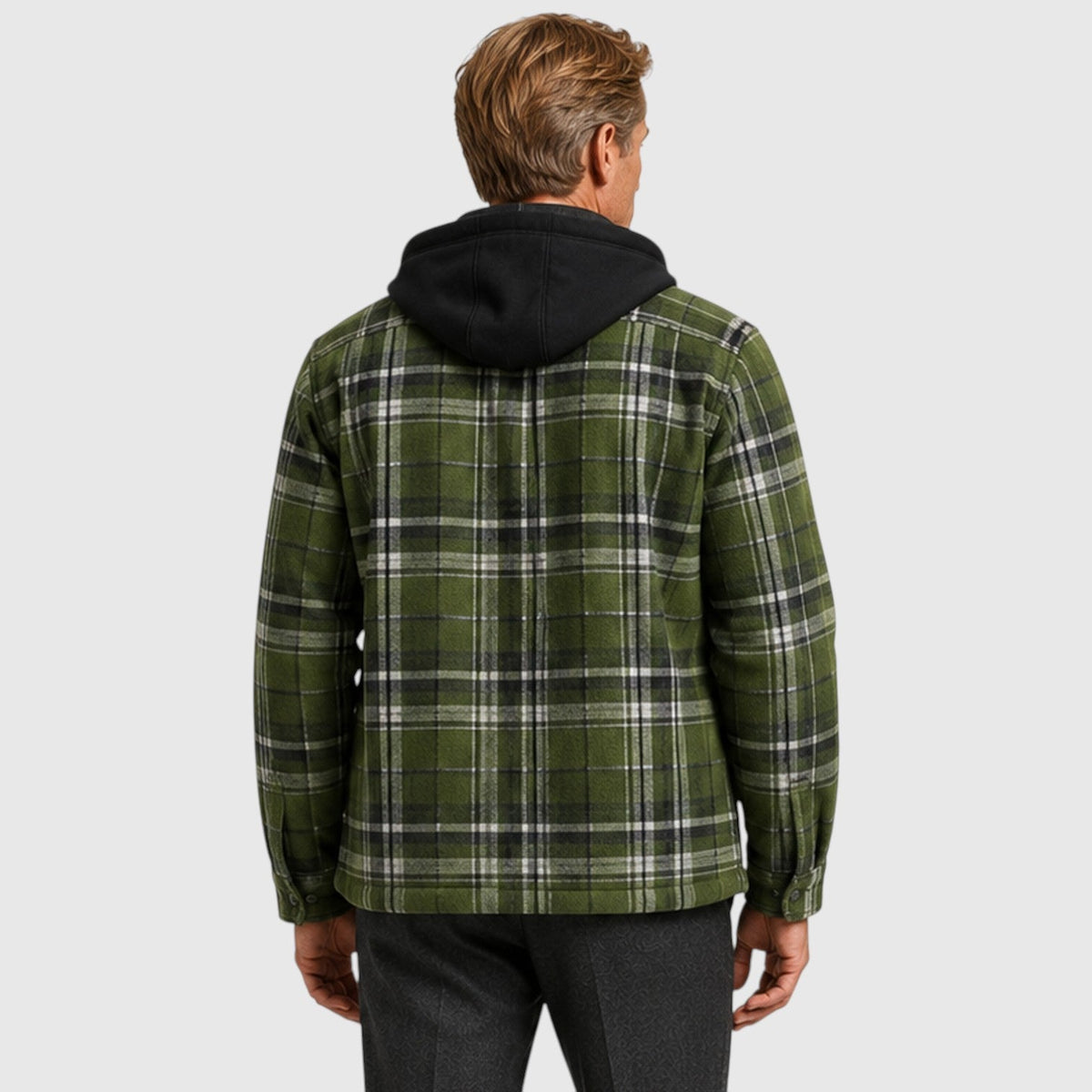 Men's Stylish Checked Hooded Quilted Padded Jacket