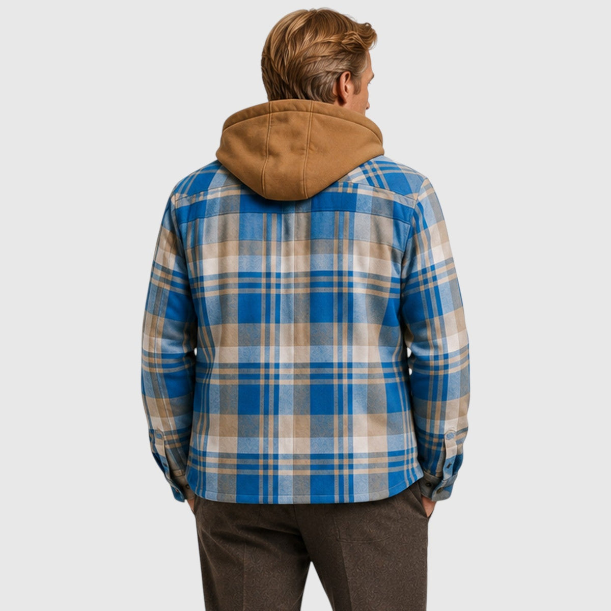 Men's Stylish Checked Hooded Quilted Padded Jacket