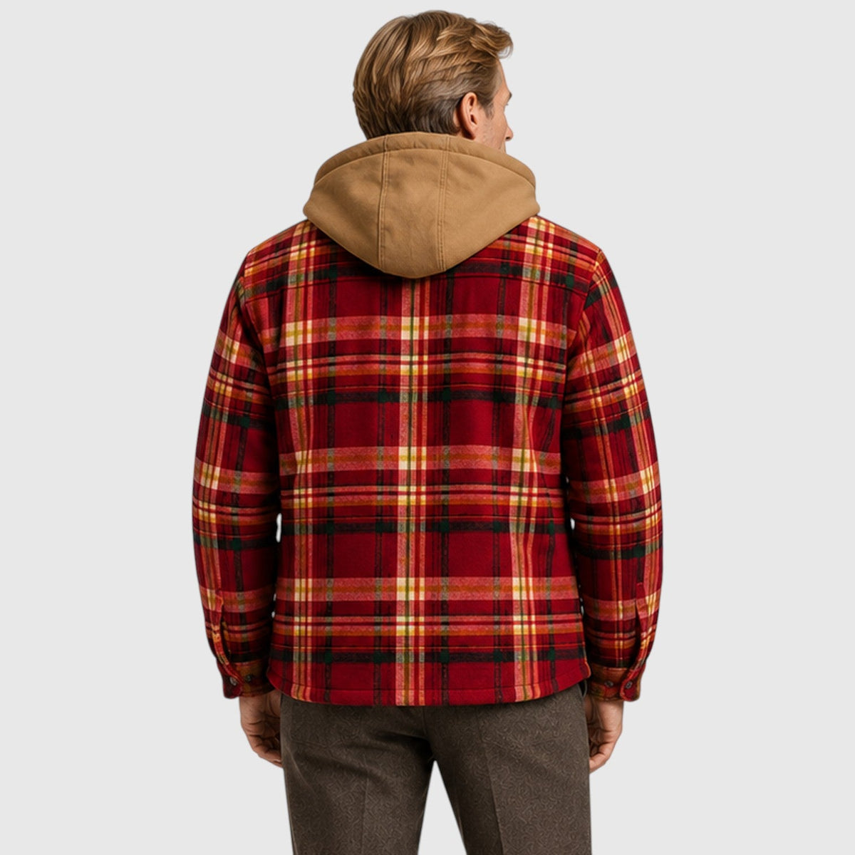 Men's Stylish Checked Hooded Quilted Padded Jacket