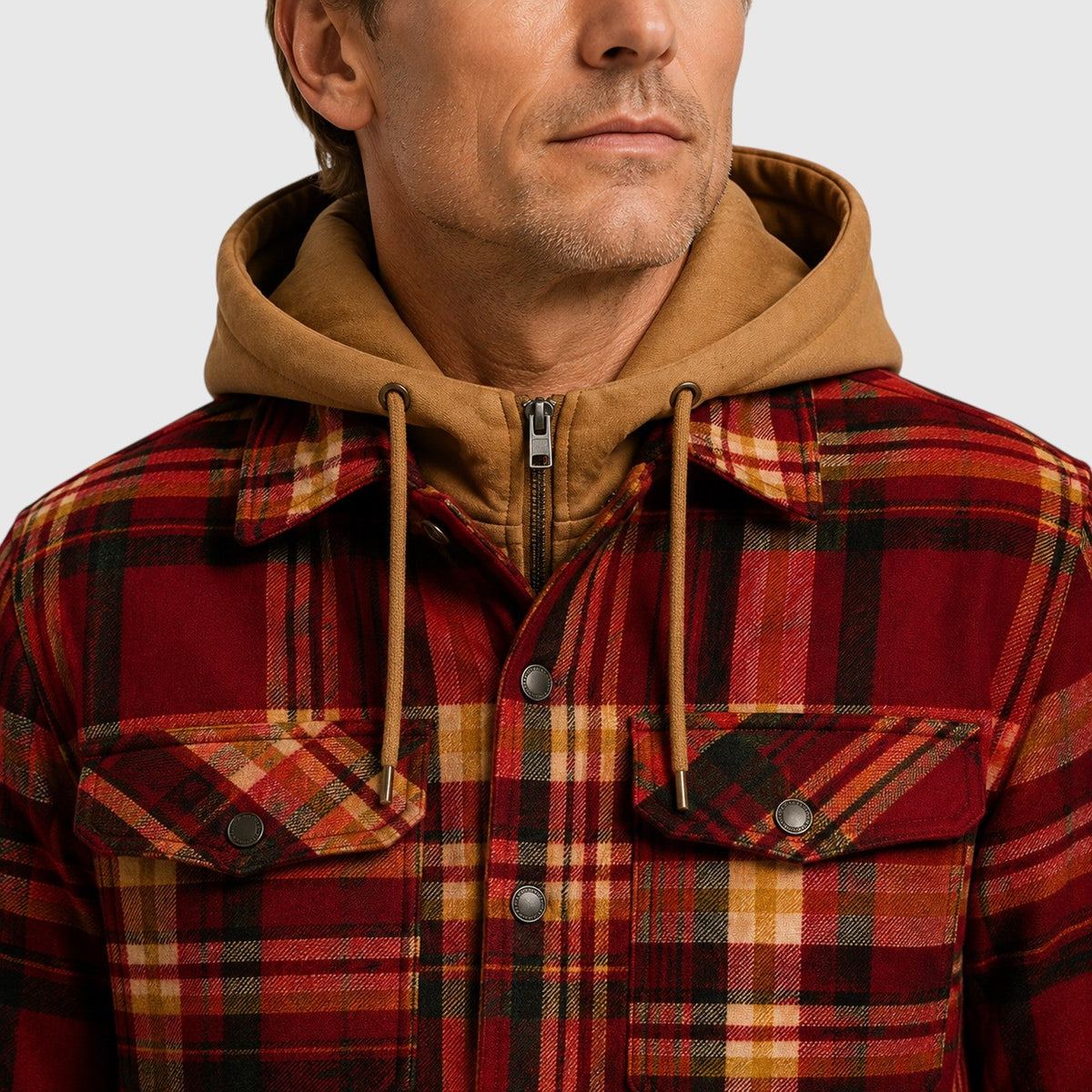 Men's Stylish Checked Hooded Quilted Padded Jacket