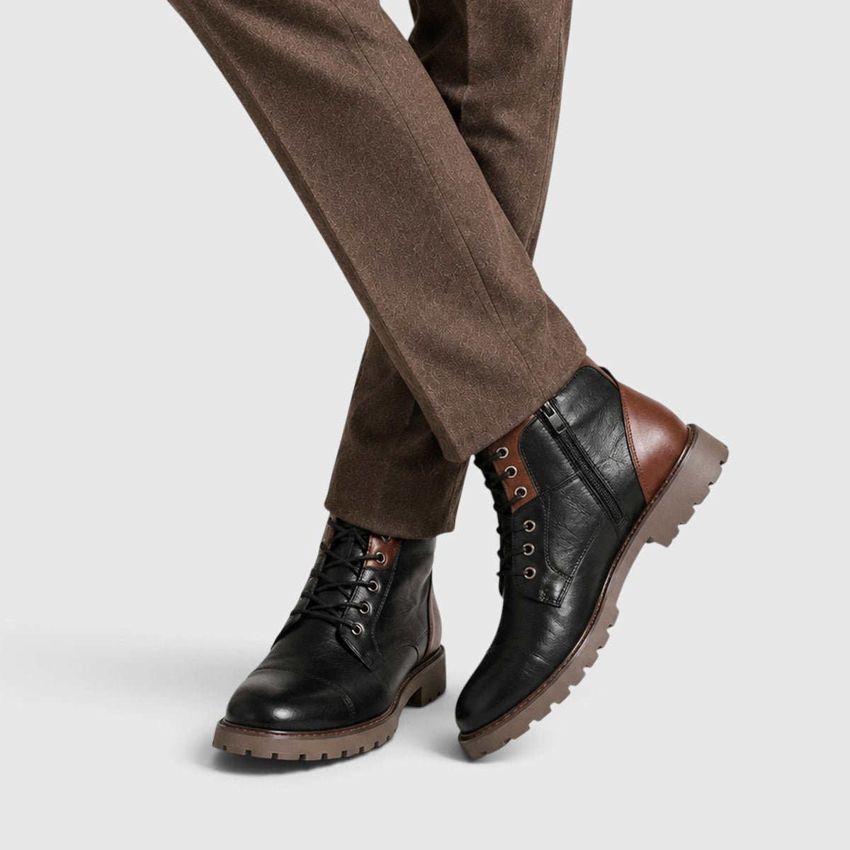 Men's Classic Leather Ankle Boots with Side Zip