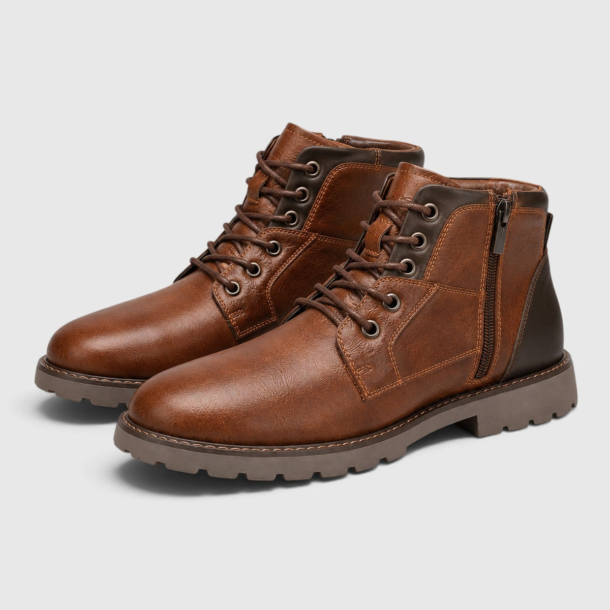 Men's Classic Leather Ankle Boots with Side Zip