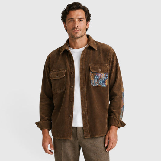 Men's Casual Corduroy Long Sleeve Overshirt Relaxed Fit