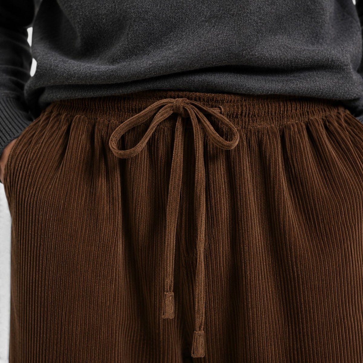 Men's Casual Corduroy Wide Leg Sweatpants Relaxed Fit
