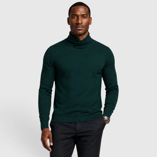 Men's Stylish Cross Pattern Cotton Turtleneck Long Sleeve Jumper