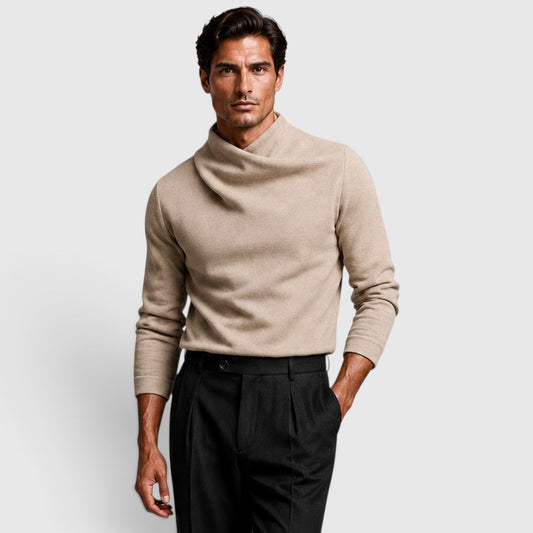 Men's Stylish Knit Long Sleeve Mock Neck Top