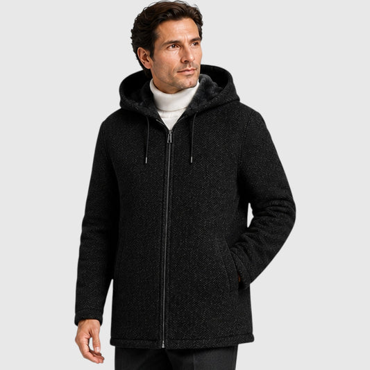 Men's Casual Fleece-Lined Hooded Zip Cardigan