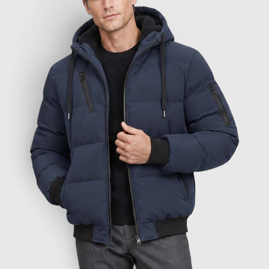 Men's Stylish Hooded Plush Thickened Puffer Jacket