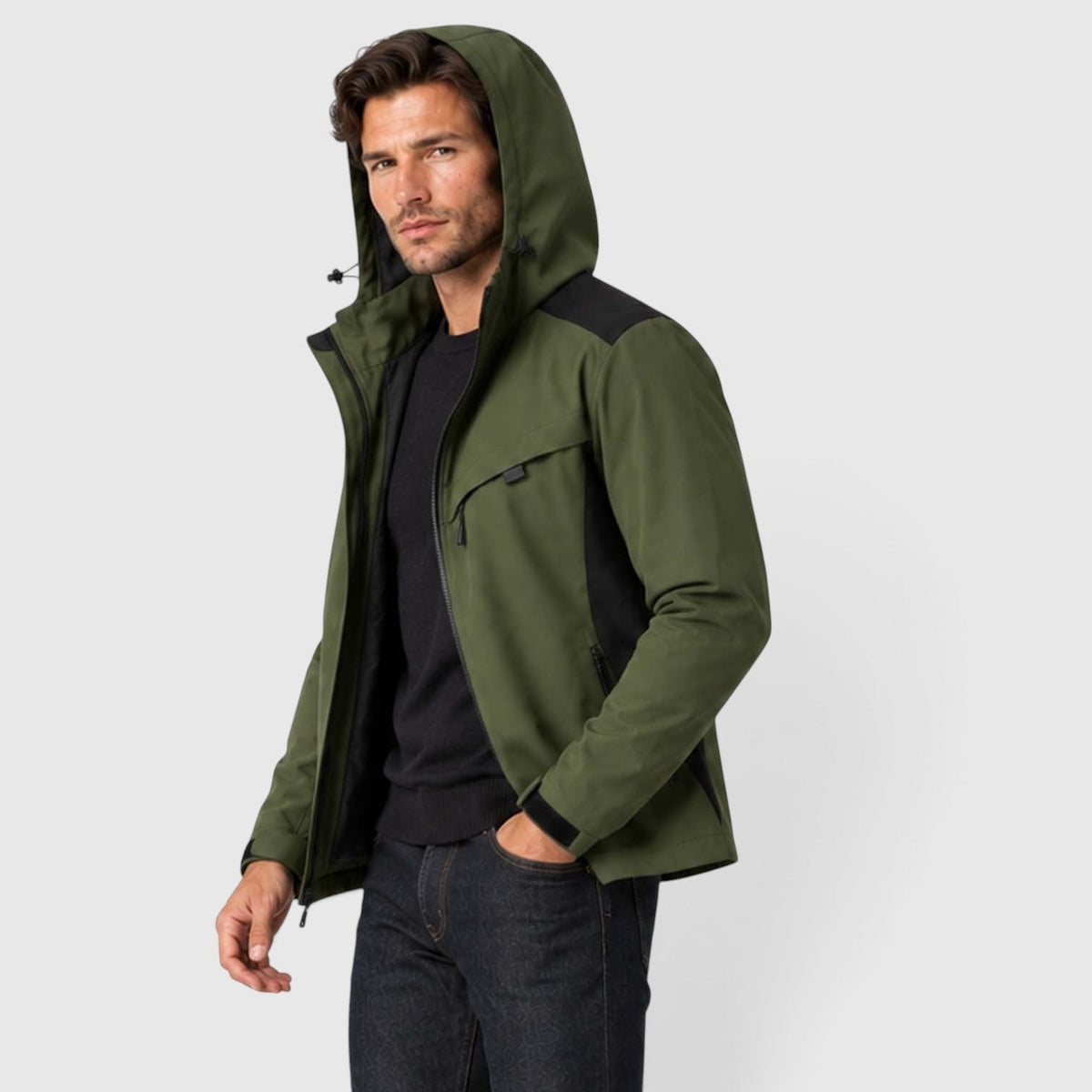 Men's Lightweight Hooded Wind-Resistant Outdoor Jacket