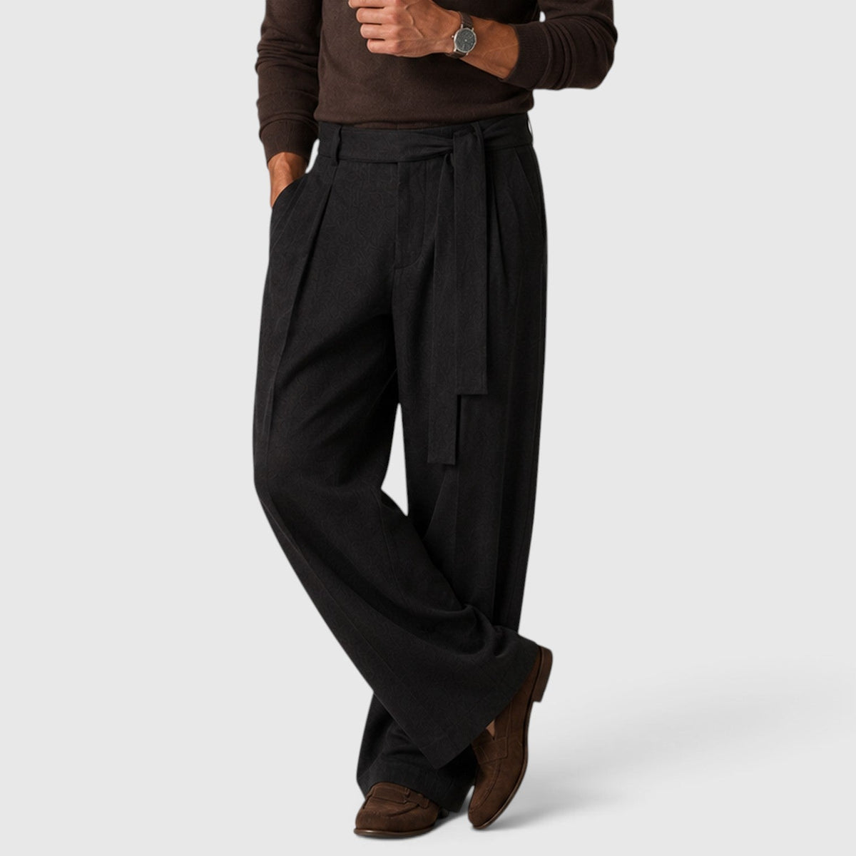 Men's Casual Loose Fit Cotton Blend Trousers