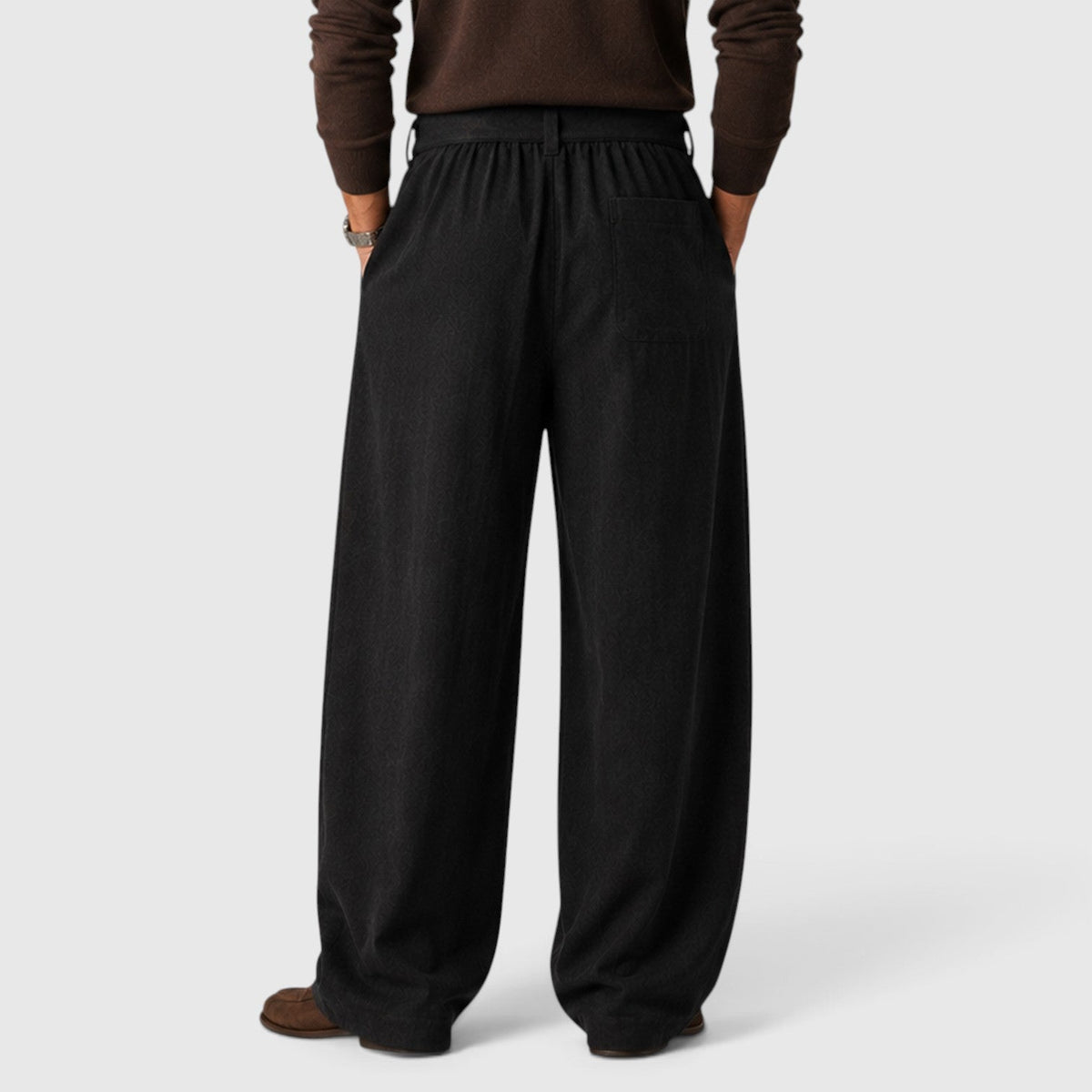 Men's Casual Loose Fit Cotton Blend Trousers