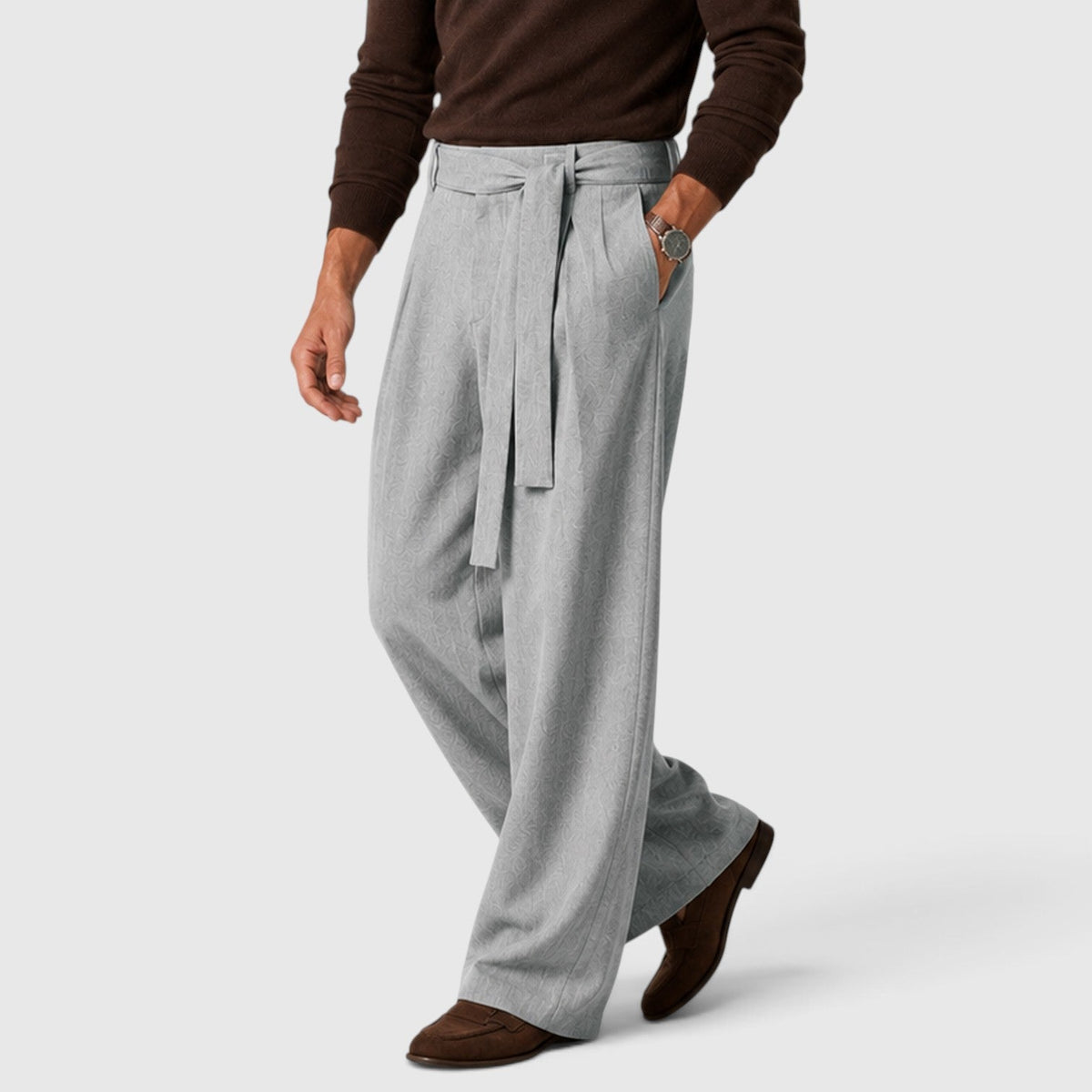 Men's Casual Loose Fit Cotton Blend Trousers