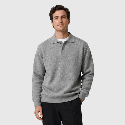 Men's Casual Loose Fit Cotton Pullover with Long Sleeves