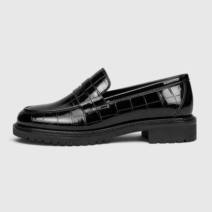 Men's Stylish PU Leather Platform Loafers Slip-On Shoes