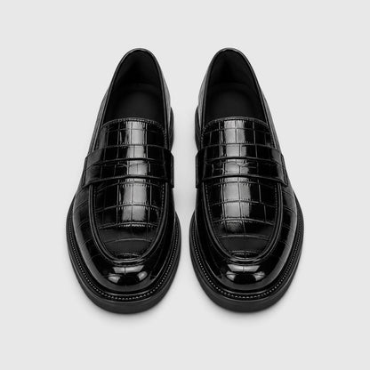 Men's Stylish PU Leather Platform Loafers Slip-On Shoes