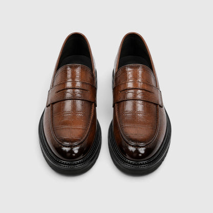 Men's Stylish PU Leather Platform Loafers Slip-On Shoes