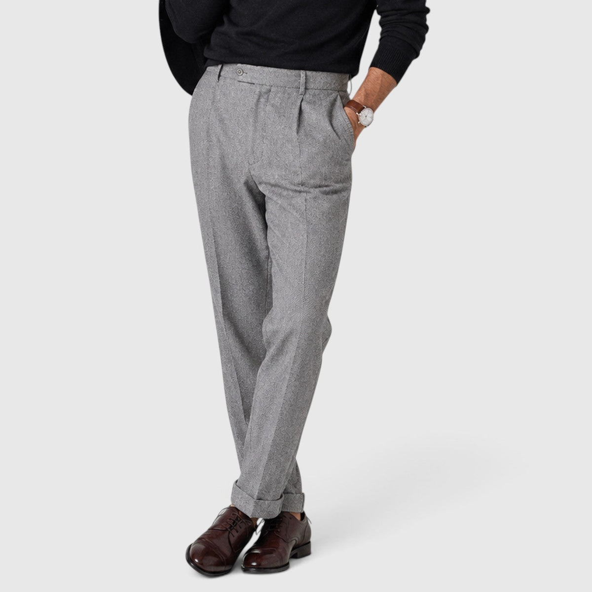 Men's Elegant Wool Blend Tailored Trousers