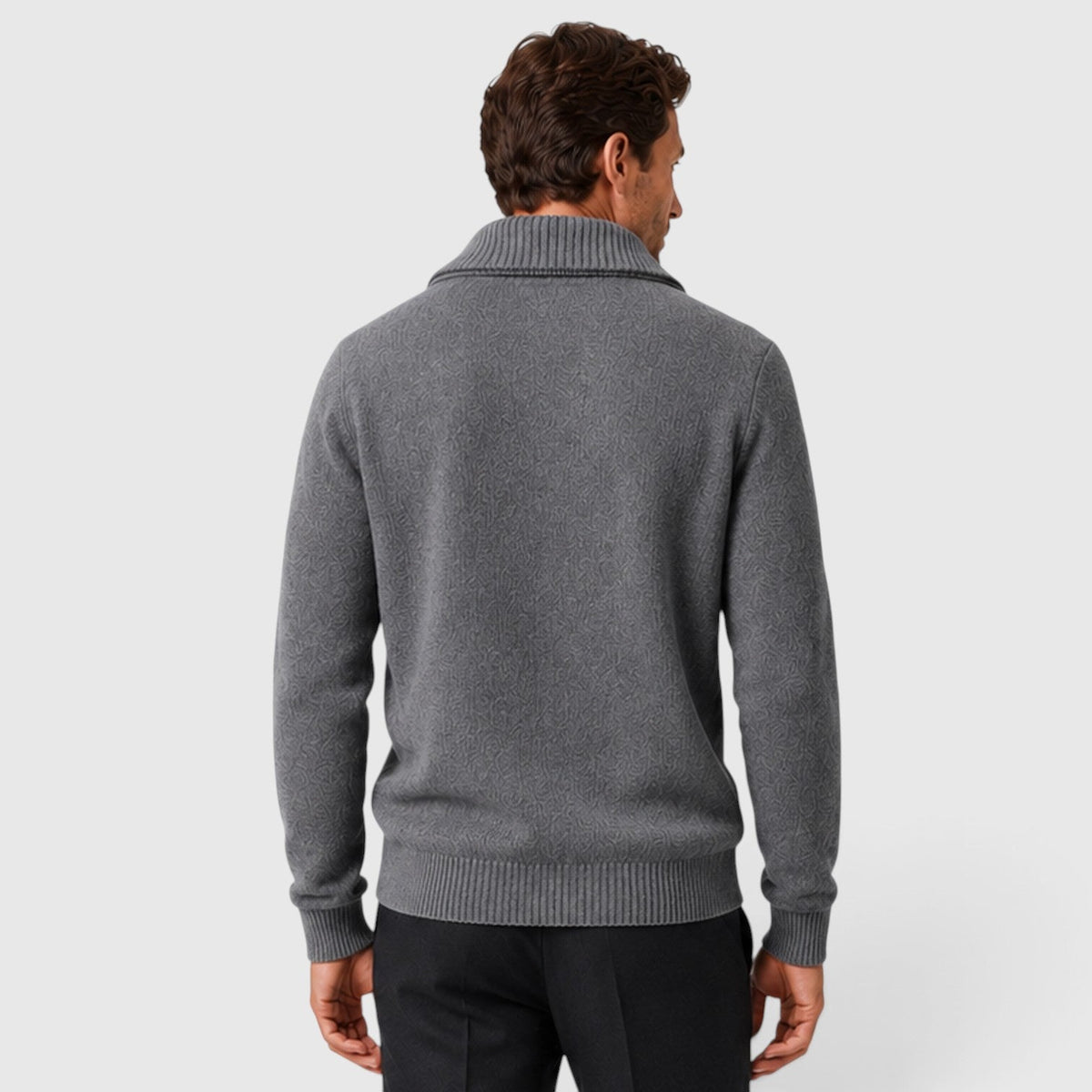 Men's Stylish Pure Wool Stand Collar Diamond Knit Sweater